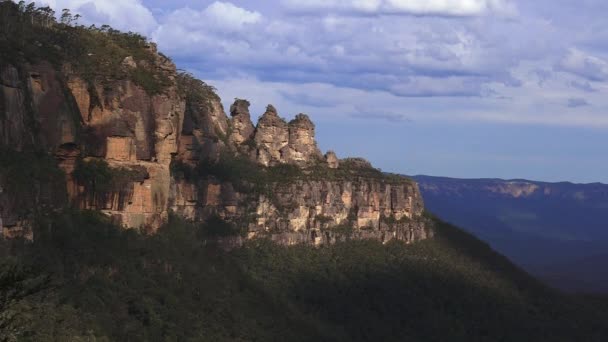 Három nővér rock Blue Mountains Australia táj — Stock videók