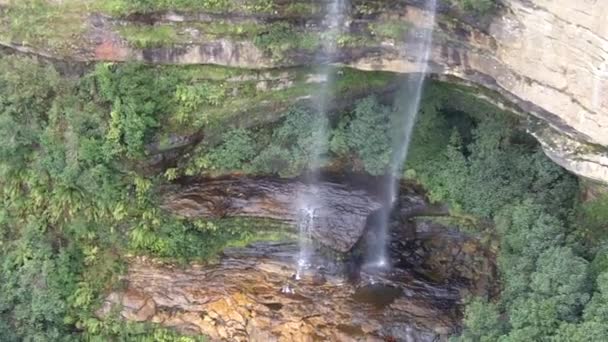 Widok z lotu ptaka Katoomba Falls w Australii Blue Mountains — Wideo stockowe