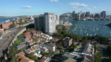 North Sydney Avustralya Sydney manzarası havadan görünümü