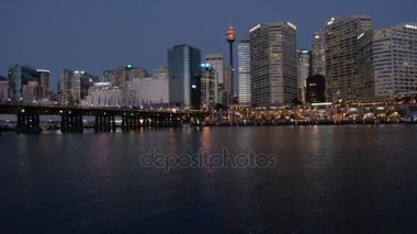 Darling Harbour Cityscape gece Sydney Australia