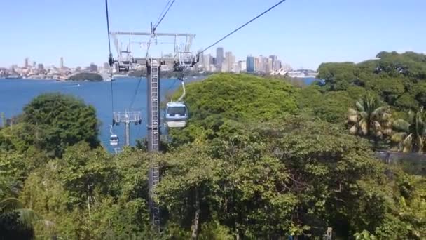 Sydney Látóhatár egy kábel autó Taronga Zoo, Ausztrália — Stock videók