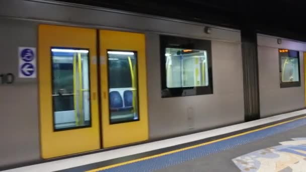 Passagiers Sydney Treinen Stadhuis Sncf Station Sydney Treinen Het Spoorwegnet — Stockvideo