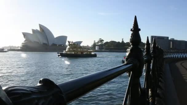 Operaház Komp Hogy Vitorlát Circular Quay Felé Sydney Harbor Sydney — Stock videók