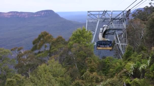 Katoomba Scenic World Cableway Desciende Valle Jamison Teleférico Aéreo Más — Vídeo de stock