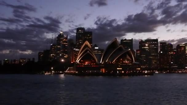 Alacakaranlıkta Avustralya Sydney Central Business District Manzarası — Stok video