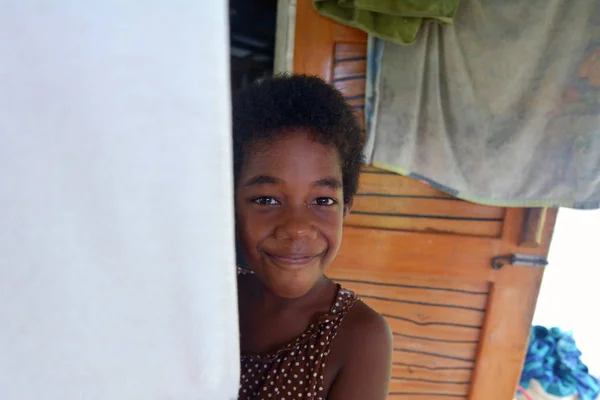 Uma jovem menina feliz Fijian — Fotografia de Stock