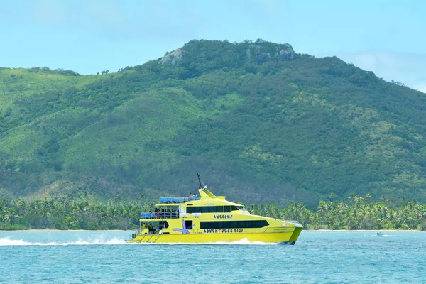 Fiji Aralık 2016 Parlak Sarı Hızlı Katamaran Yasawa Ilanı Fiji — Stok fotoğraf