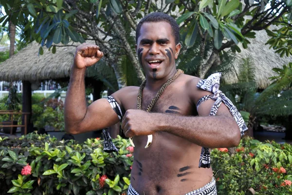 Indigeno Uomo Figiano Saluto Bula Ciao Figiano Figi Indigene Sono — Foto Stock