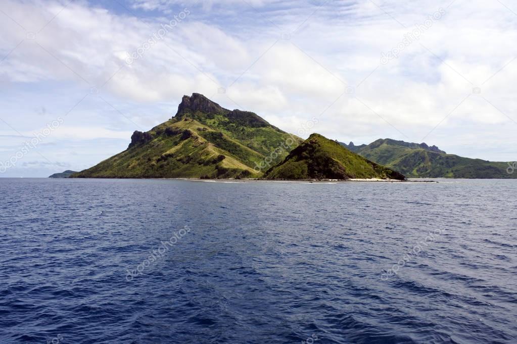 Seascape and landscape of one of Yasawa islands Fiji