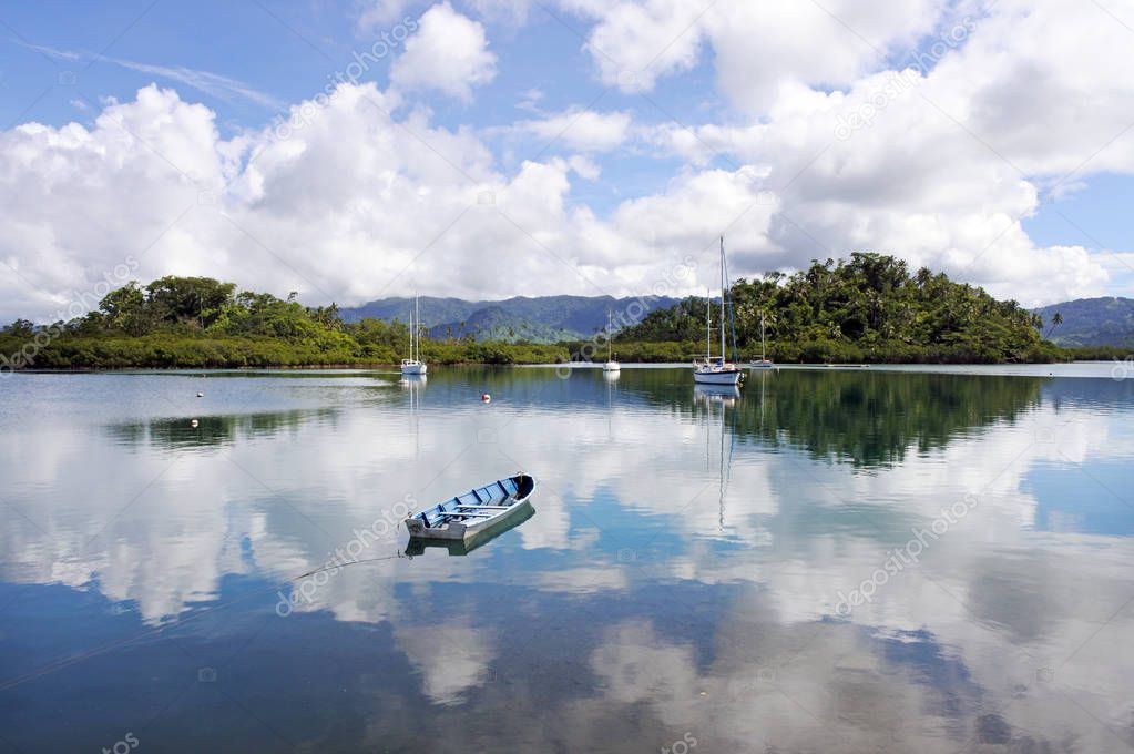 Landscape of Nakama Creek in Savusavu in Vanua Levu Island, Fiji