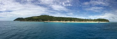 Panoramic landscape and seascape view of Waya Island Fiji clipart