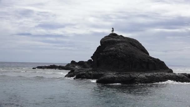 Indigenous Fijian man dance on a sea cliff in the Yasawa Islands of Fiji — Stock Video