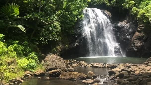 Медленное движение водопада Вуадомо Вануа-Леву — стоковое видео