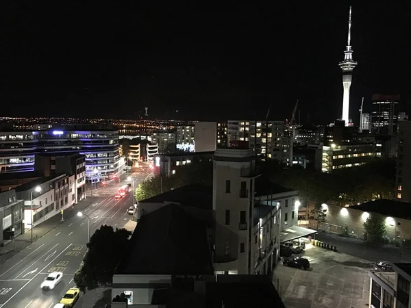 Centrum panorama Aucklandu v noci — Stock fotografie