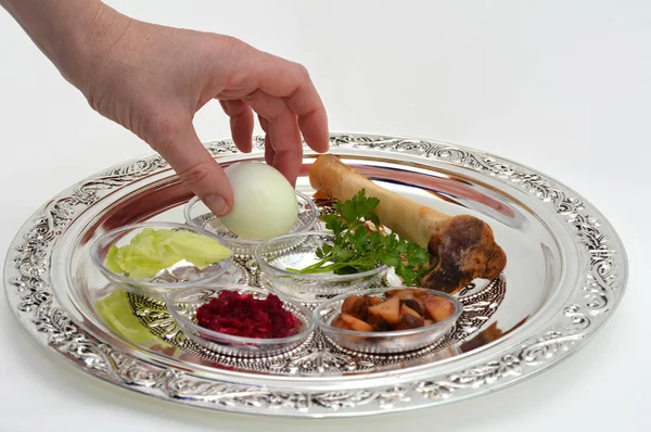 Påsk Sederen pläterar — Stockfoto