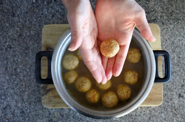 Passover Jewish soup dumpling — Stock Photo, Image