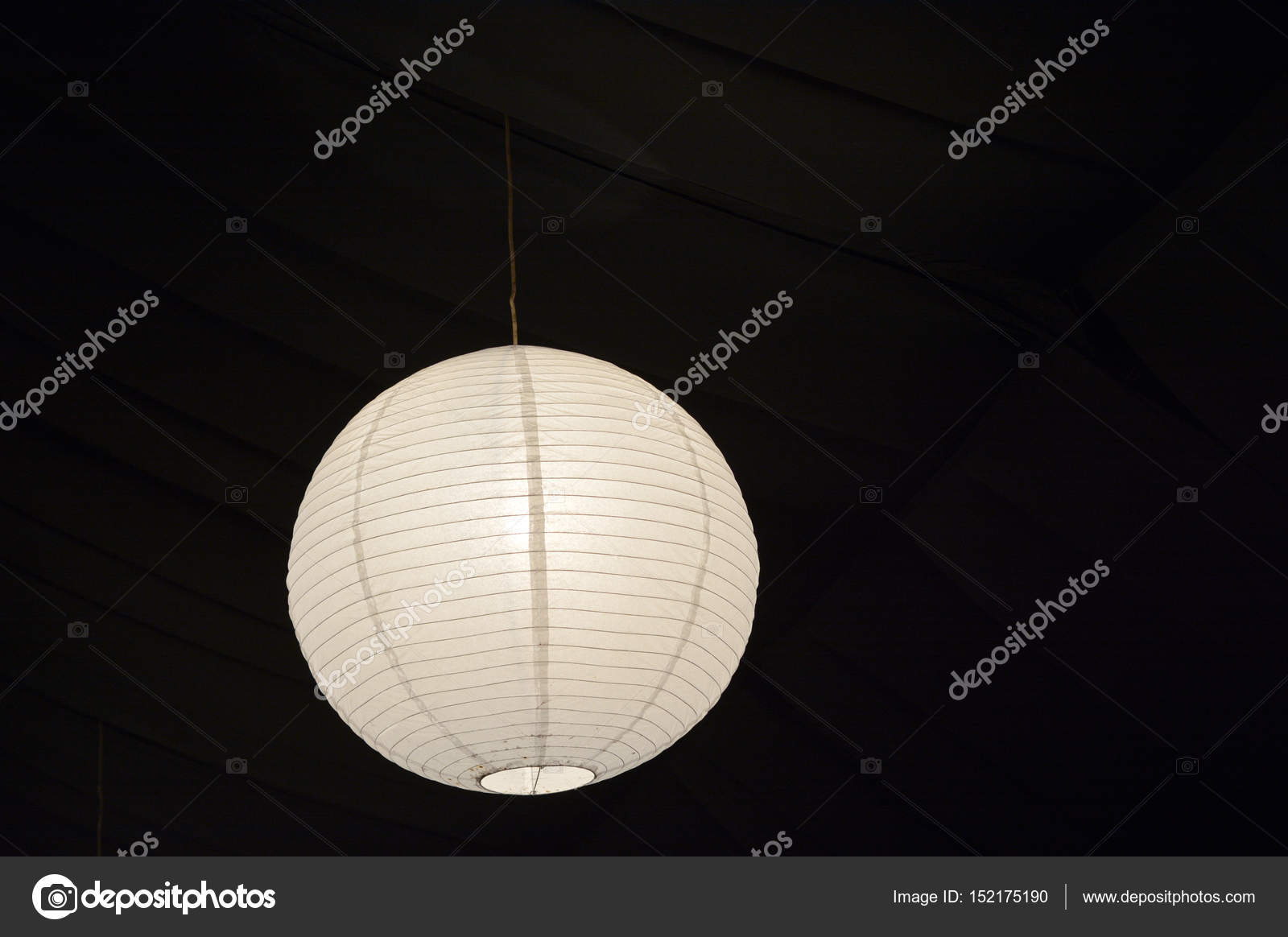 Paper Lantern Lamp Hang From A Ceiling Stock Photo