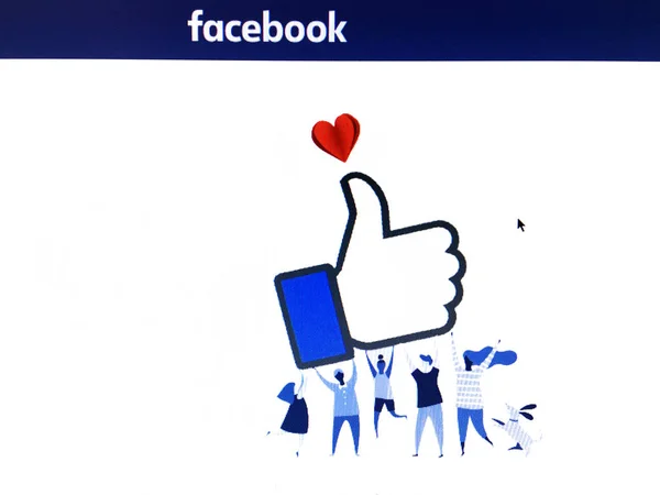 Facebook-sida med människor figurerar bär ett liknande tecken. — Stockfoto