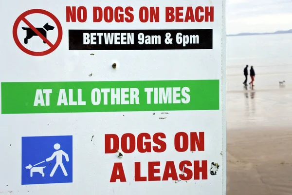 Nie psy na plaży znak — Zdjęcie stockowe
