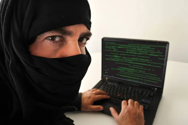 Hacker muslim terrorist atack from laptop