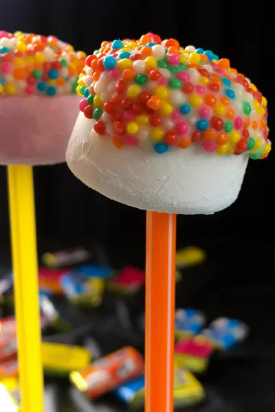 Marshmallow candy on stick — Stock Photo, Image