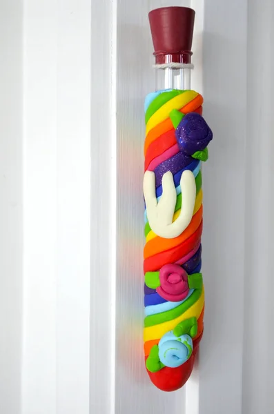 테스트 튜브로 만들어진 수 제 Mezuzah — 스톡 사진