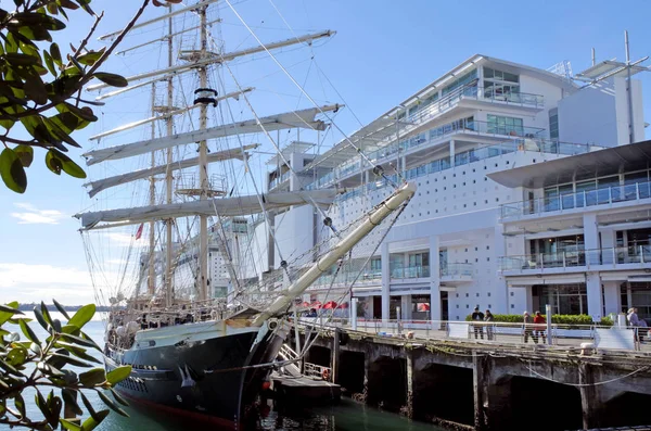 Tall Ship Ande Nya Zeeland Förtöjning Aucklands Hamn Fartyget Används — Stockfoto