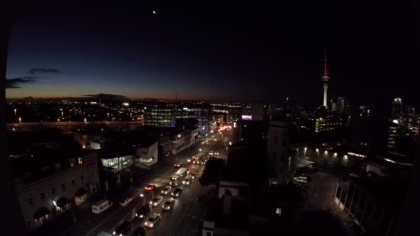 Idő telik el a Auckland City Skyline alkonyatkor. — Stock videók