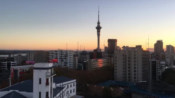 Panoramę miasta Auckland o wschodzie słońca — Wideo stockowe