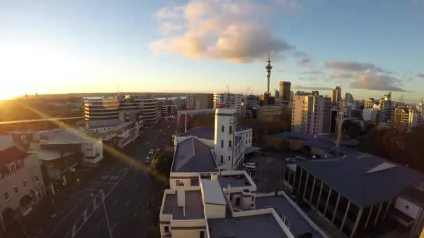 Проміжок часу Окленд Сіті горизонт на заході сонця — стокове відео