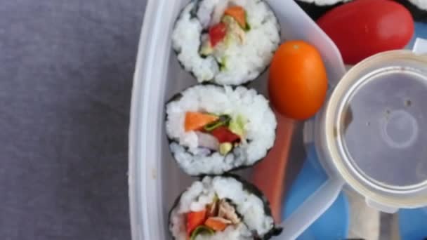 Sushi Bento lunchbox — Wideo stockowe