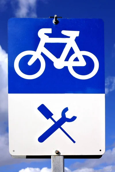 Cykel reparation station tecken — Stockfoto
