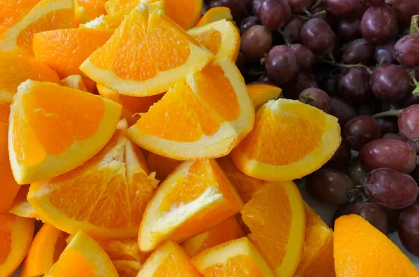 Naranja y uvas Fondo alimenticio — Foto de Stock