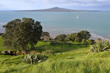 Rangitoto Adası Yeni Zelanda hava Manzaralı