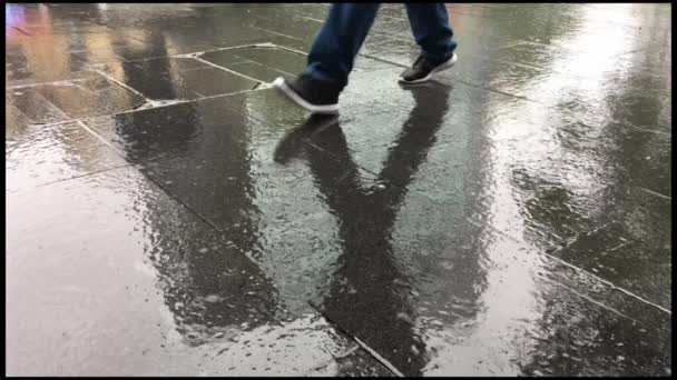 Cinemagraph man loopt in de regen — Stockvideo