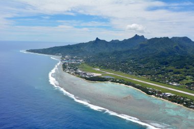 Rarotonga Havaalanı ve liman Cook Isl hava manzara görünümü