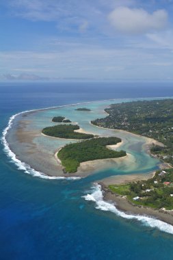 Aerial landscape view of Muri Lagoon in Rarotonga Cook Islands clipart