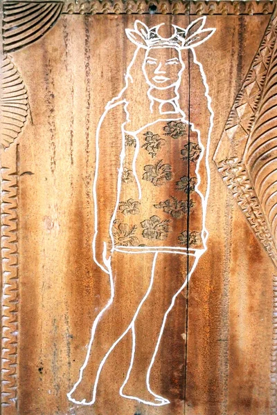 Знак женского туалета Pacific Islander — стоковое фото