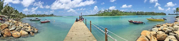 Панорамний краєвид подання Avana гавань в Ісла Rarotonga Кука — стокове фото