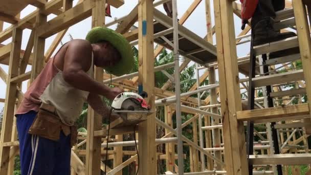 Koch Insulaner Bauen Ein Neues Zuhause Rarotonga Island Cook Islands — Stockvideo