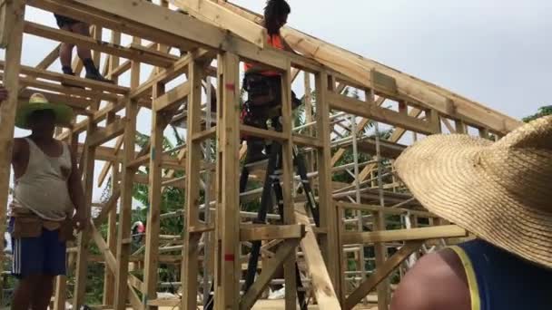 Koch Insulaner Bauen Ein Neues Zuhause Rarotonga Island Cook Islands — Stockvideo