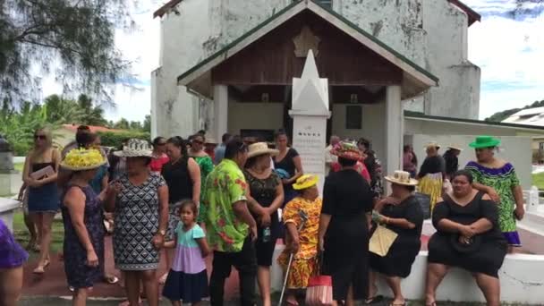 Habitantes Das Ilhas Cook Saem Igreja Cicc Dos Habitantes Das — Vídeo de Stock