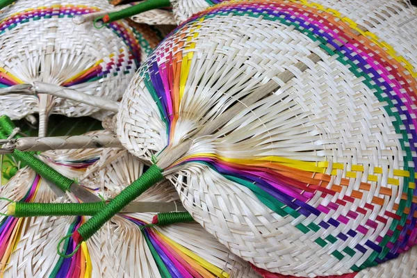 Pacific Islands woven fans in Rarotonga Cook Islands — Stock Photo, Image