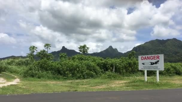 Air New Zealand Landning Cooköarna Rarotonga International Flygplats — Stockvideo