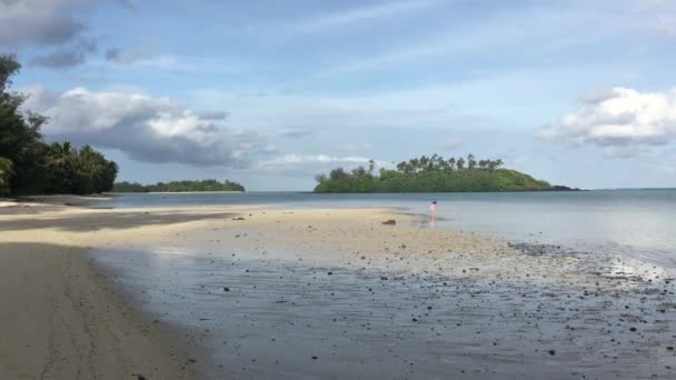 Landschapsmening Van Muri Lagune Cookeilanden Bij Zonsondergang — Stockvideo