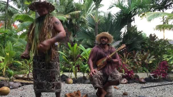 库克岛民解释在拉罗通加库克群岛椰子果的好处 — 图库视频影像