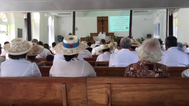 Gotować Wyspiarzy Modlić Się Church Cicc Mieszkańców Wyspy Cooka Sprzymierzyło — Wideo stockowe