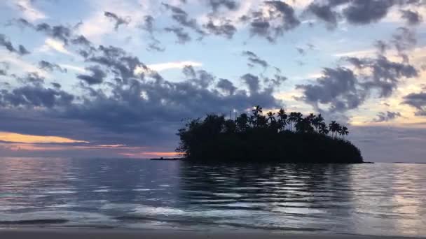 Časová Prodleva Pohled Krajinu Taakoka Ostrůvek Soumraku Laguně Muri Rarotonga — Stock video