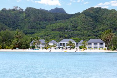 Bir tekne Muri lagün plaj Rarotonga Coo görünümden yatay