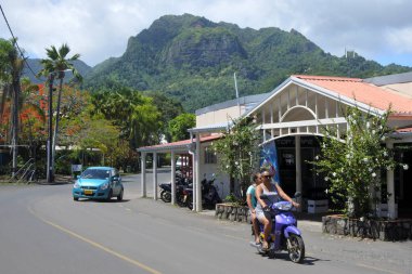 Traffic in Avarua town in Rrotonga Cook Islands clipart